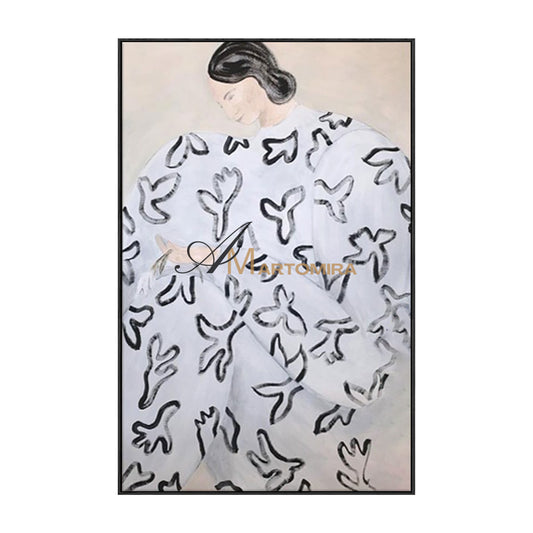 Seni Dinding Kanvas Besar | Lukisan Wanita Abstrak | Seni Dinding Feminin untuk Kamar Tidur #MF009