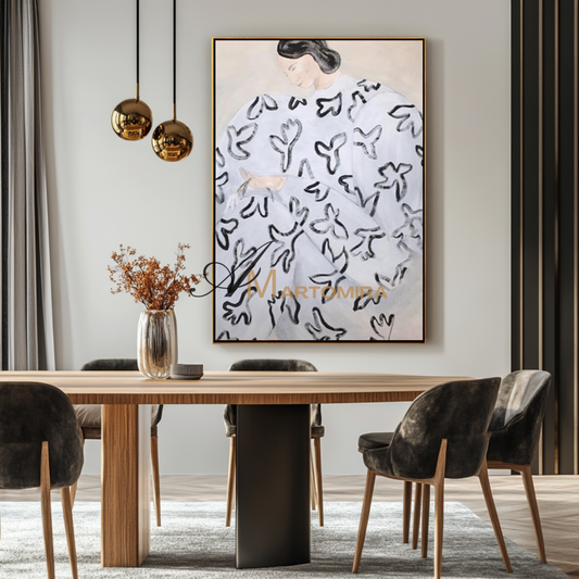Seni Dinding Kanvas Besar | Lukisan Wanita Abstrak | Seni Dinding Feminin untuk Kamar Tidur #MF009