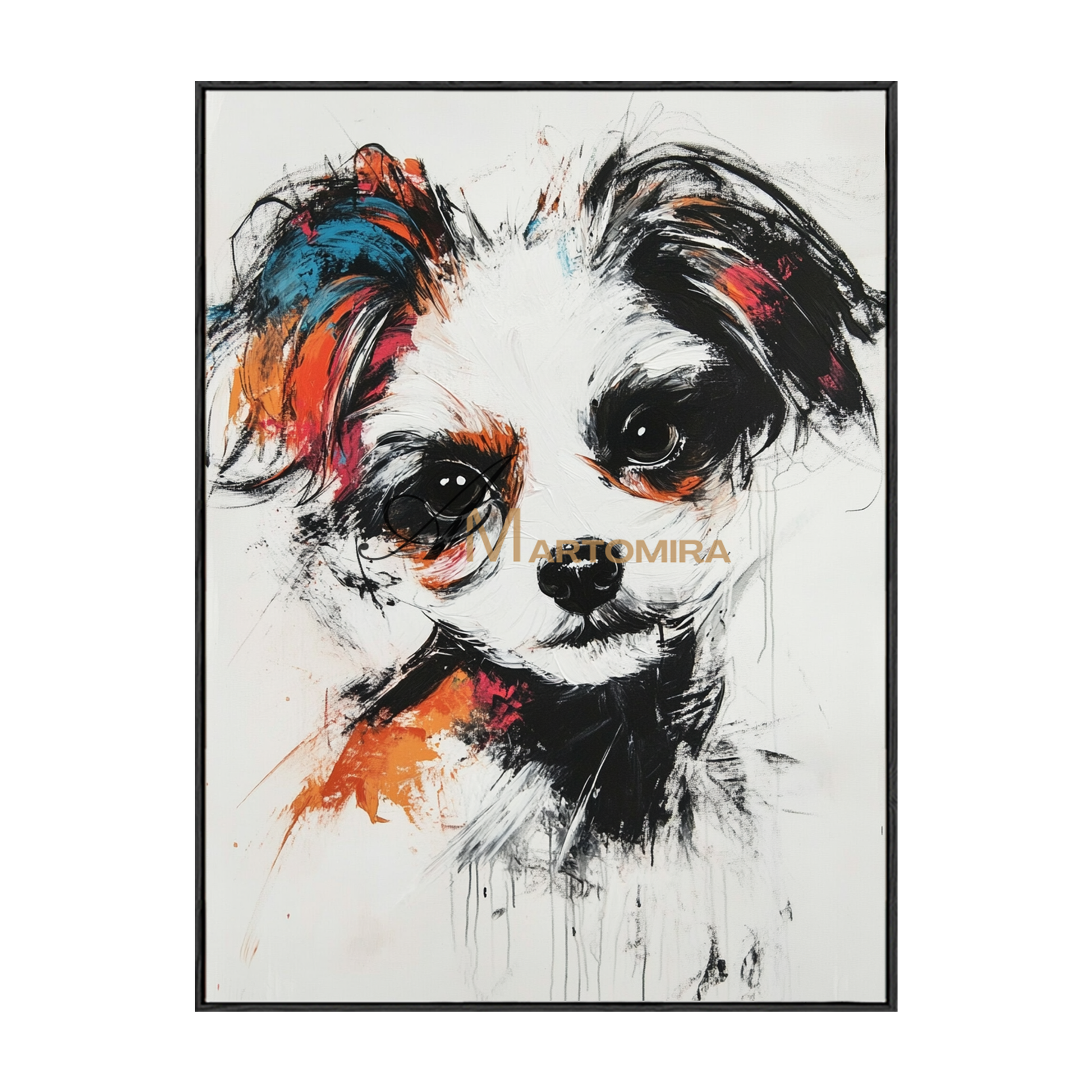 Dog Portrait Painting | Animal Paintings | Animal Wall Art Black And White | Modern Art #CA087