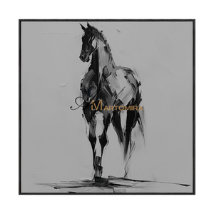 Horse Wall Art | Animal Paintings | Acrylic Painting On Canvas | Black And White Canvas Art #MF112