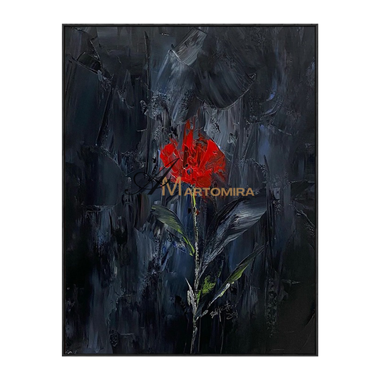 Abstract Painting Floral | Textured Wall Art | Rose Canvas Wall Art | Large Canvas Floral Wall Art #MF121