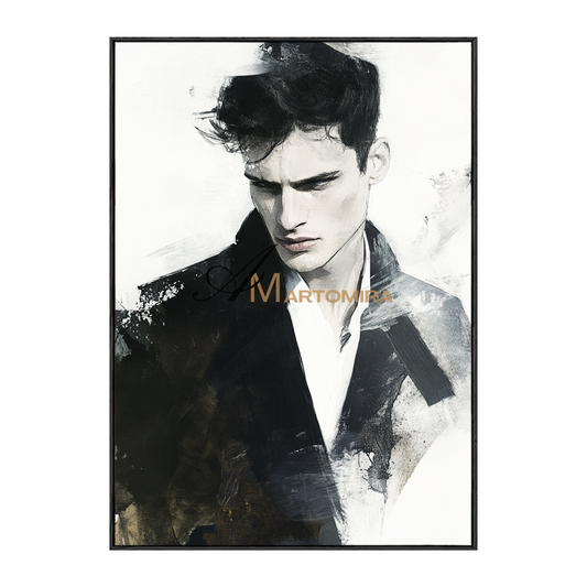 Portrait Painting | Portrait Of A Man | Black And White Canvas Art | Wall Art Decor #AP128