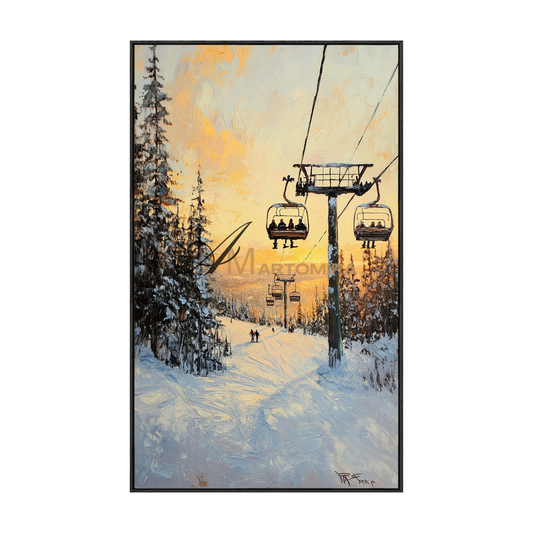 Landscape Art Paintings | Sunset Landscape Painting | Winter Scene Wall Art | Large Painting For Living Room #CL099