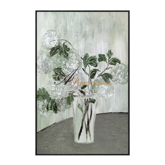 Abstract Floral Painting | Flower Vase Painting | Green Flower Wall Art | Acrylic Wall Art #MF102