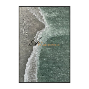 Beach Painting | Abstract Landscape Painting | Minimalist Abstract Beach Art | Green Wall Art #MF109