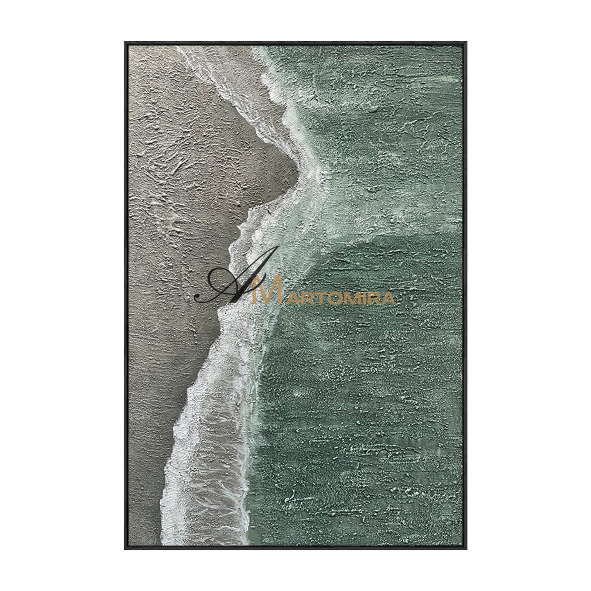 Beach Painting | Abstract Landscape Painting | Minimalist Abstract Beach Art | Green Wall Art #MF109