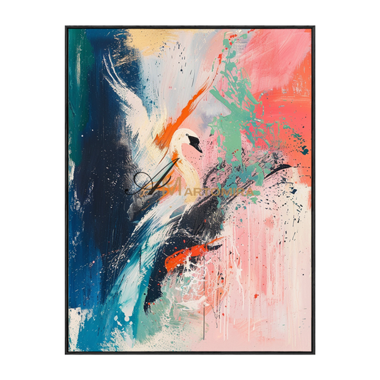 Crane Painting | Large Colorful Wall Art | Abstract Painting For Living Room | Canvas Wall Art #CA083