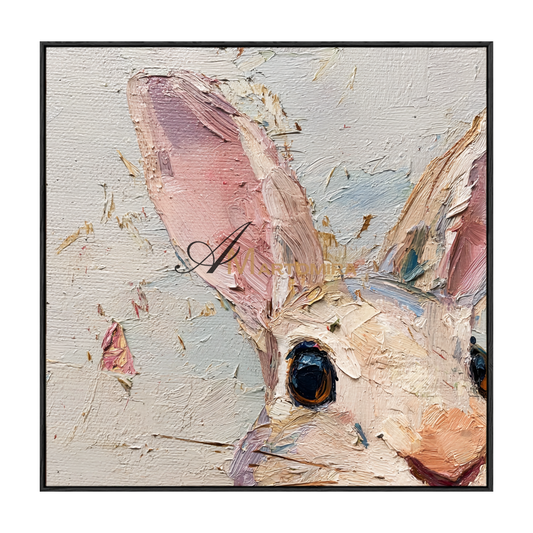 Bunny Rabbit Paintings | Animal Wall Art | Pink Wall Art | Large Animal Canvas Wall Art #CA082