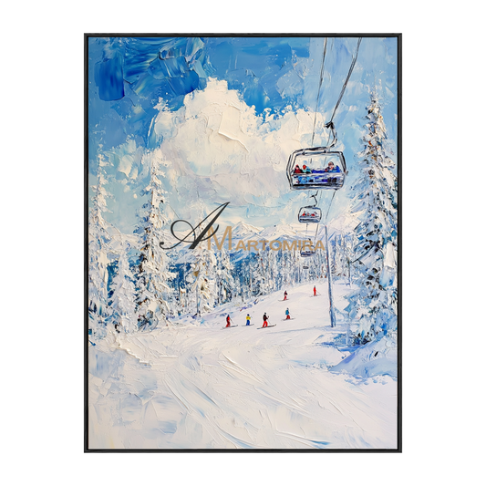 Landscape Wall Art | Winter Wall Art | Ski Painting | Snowy Landscape Art  #CL098