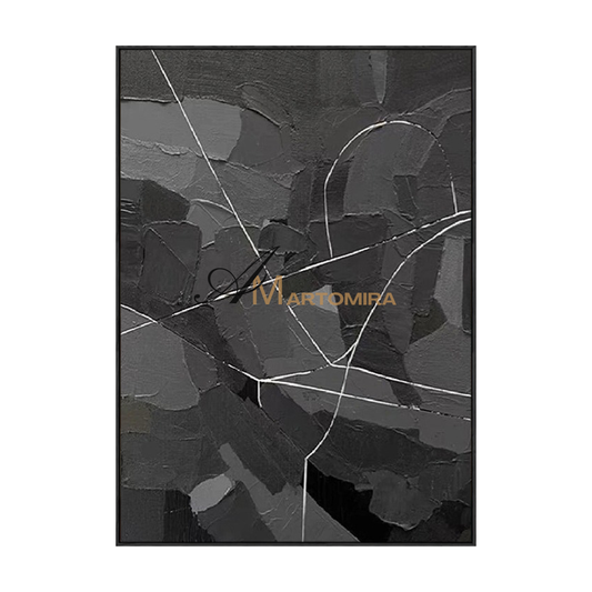 Canvas Paint | Abstract Geometric Art | Grey Abstract Wall Art |Abstract Painting For Living Room #MF132