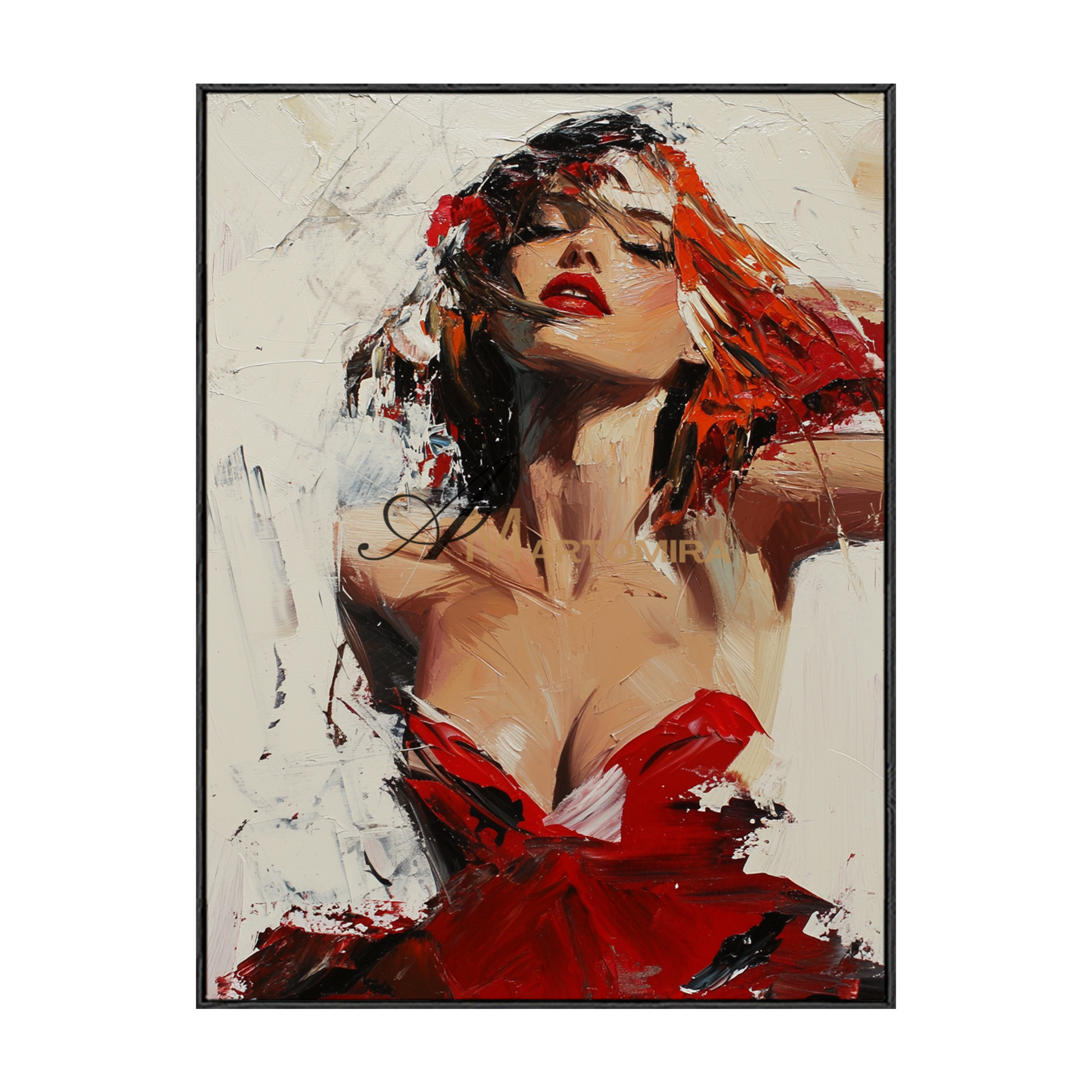 Women Painting | Woman Red Dress Painting | Feminine Wall Art For Bedroom | Canvas Painting Wall Decor #AP132