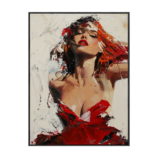 Women Painting | Woman Red Dress Painting | Feminine Wall Art For Bedroom | Canvas Painting Wall Decor #AP132