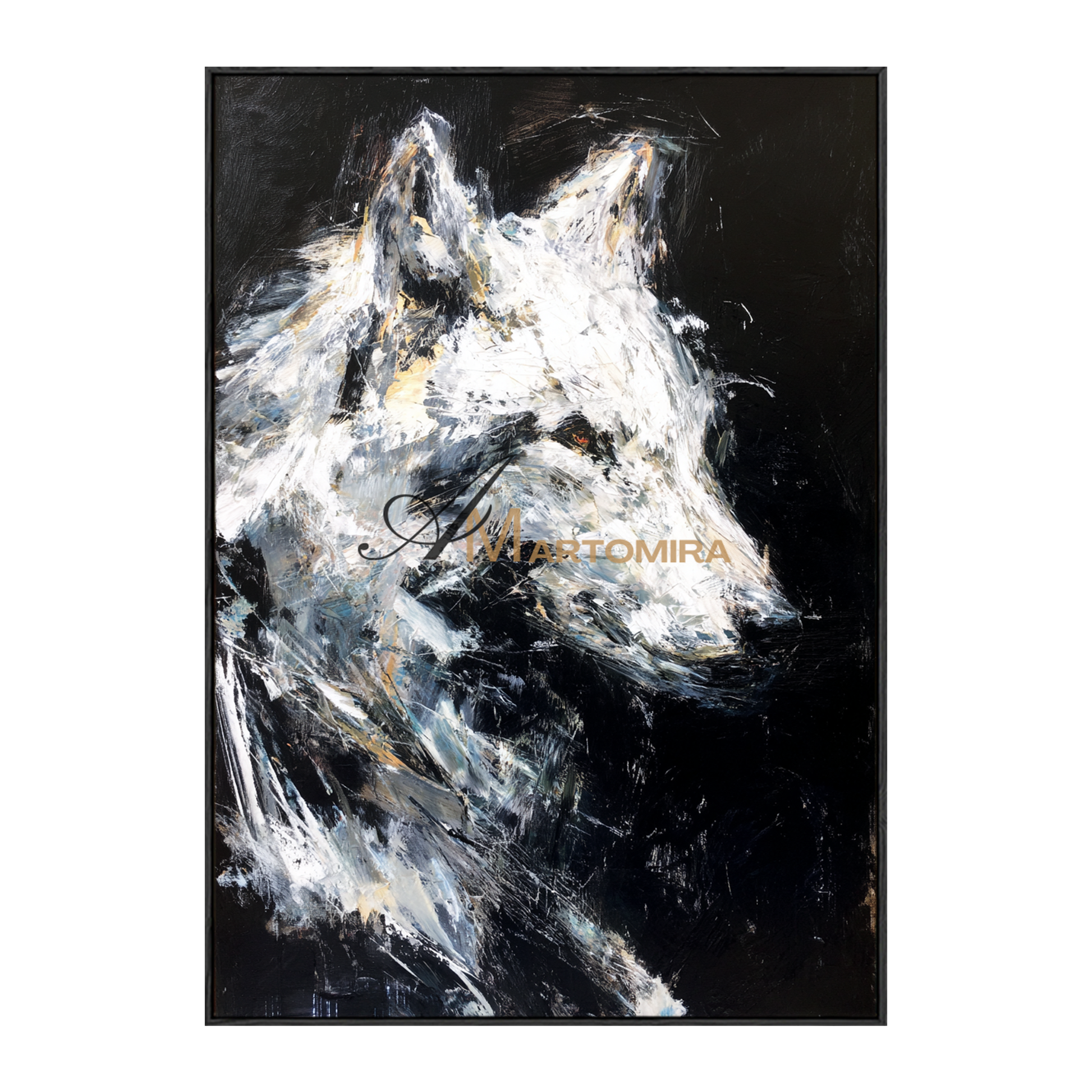 Animal Wall Art | Painting Of A Wolf | Black And White Canvas Art | Modern Wall Decor Art #CA086
