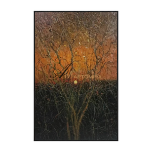 Abstract Landscape Art | Painting The Tree | Sunset Wall Art | Black And Brown Wall Art #MF090