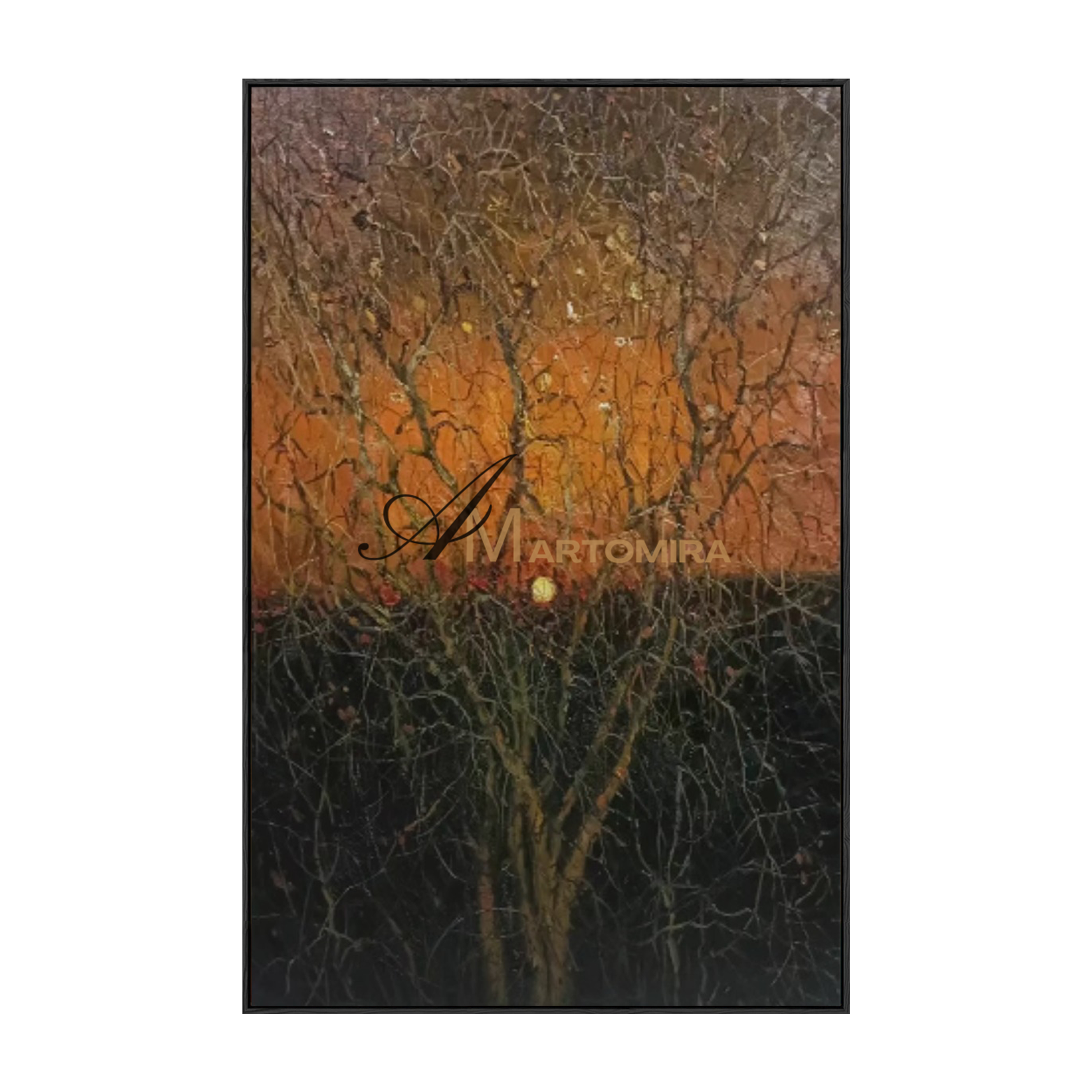 Abstract Landscape Art | Painting The Tree | Sunset Wall Art | Black And Brown Wall Art #MF090
