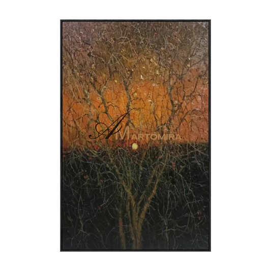 Abstract Landscape Art | Painting The Tree | Sunset Wall Art | Black And Brown Wall Art #MF090