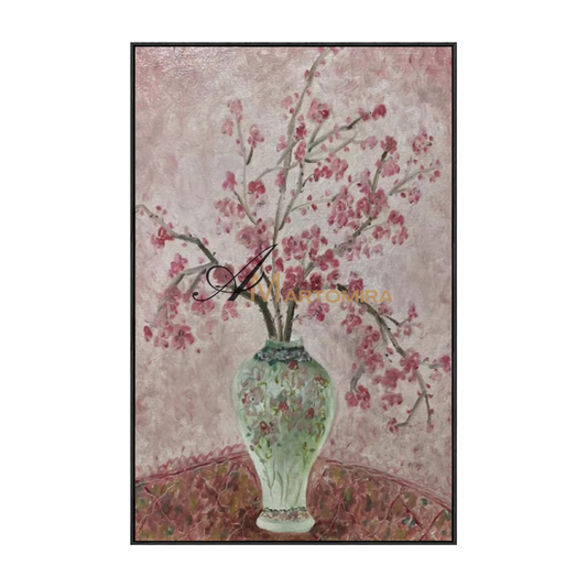 Abstract Floral Painting | Flowers In A Vase Painting | Pink Flower Painting | Canvas Wall Art #MF093