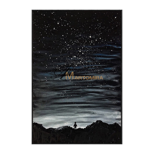 Black Art Wall Art | Large Landscape Wall Art | Starry Sky Painting | Large Canvas Wall Art #MF120