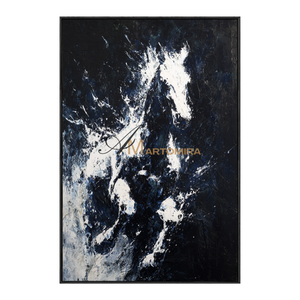 Horse Paintings On Canvas | Large Animal Canvas Wall Art | Black And White Canvas Art | Abstract Painting #CA090