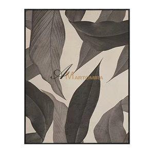 Leaf Painting | Large Abstract Wall Art | Beige And Gray Wall Art | Acrylic Paint #MF103