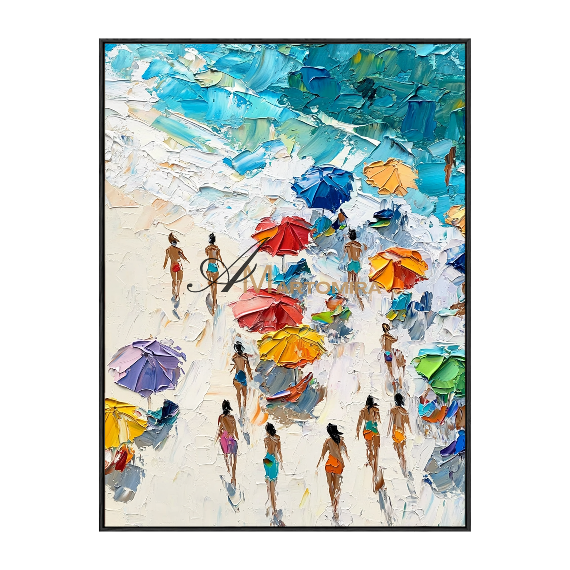 Painting On The Beach | Ocean Wall Art | Beach Landscape Painting | Abstract Painting Of Beach #POS102