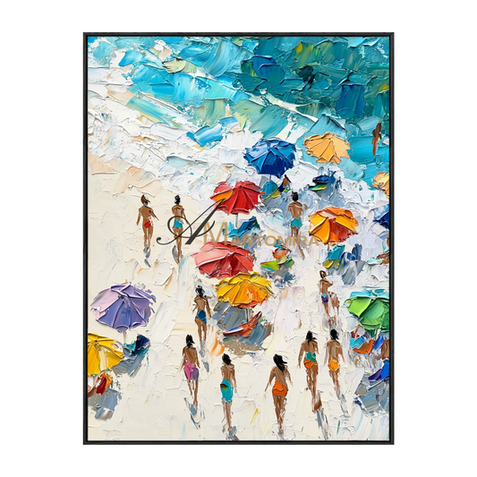 Painting On The Beach | Ocean Wall Art | Beach Landscape Painting | Abstract Painting Of Beach #POS102
