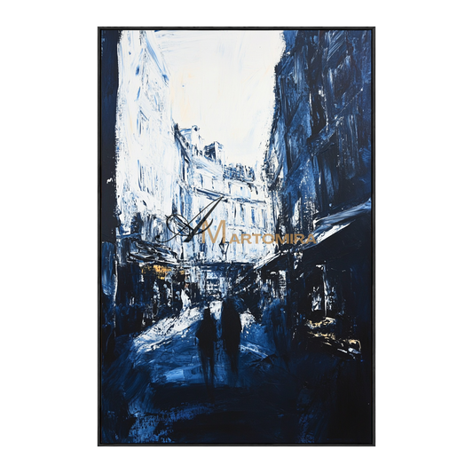 Abstract Wall Art | Black And White Paintings Abstract | Handmade Paintings For Living Room | Abstract Cityscape Painting #CL095