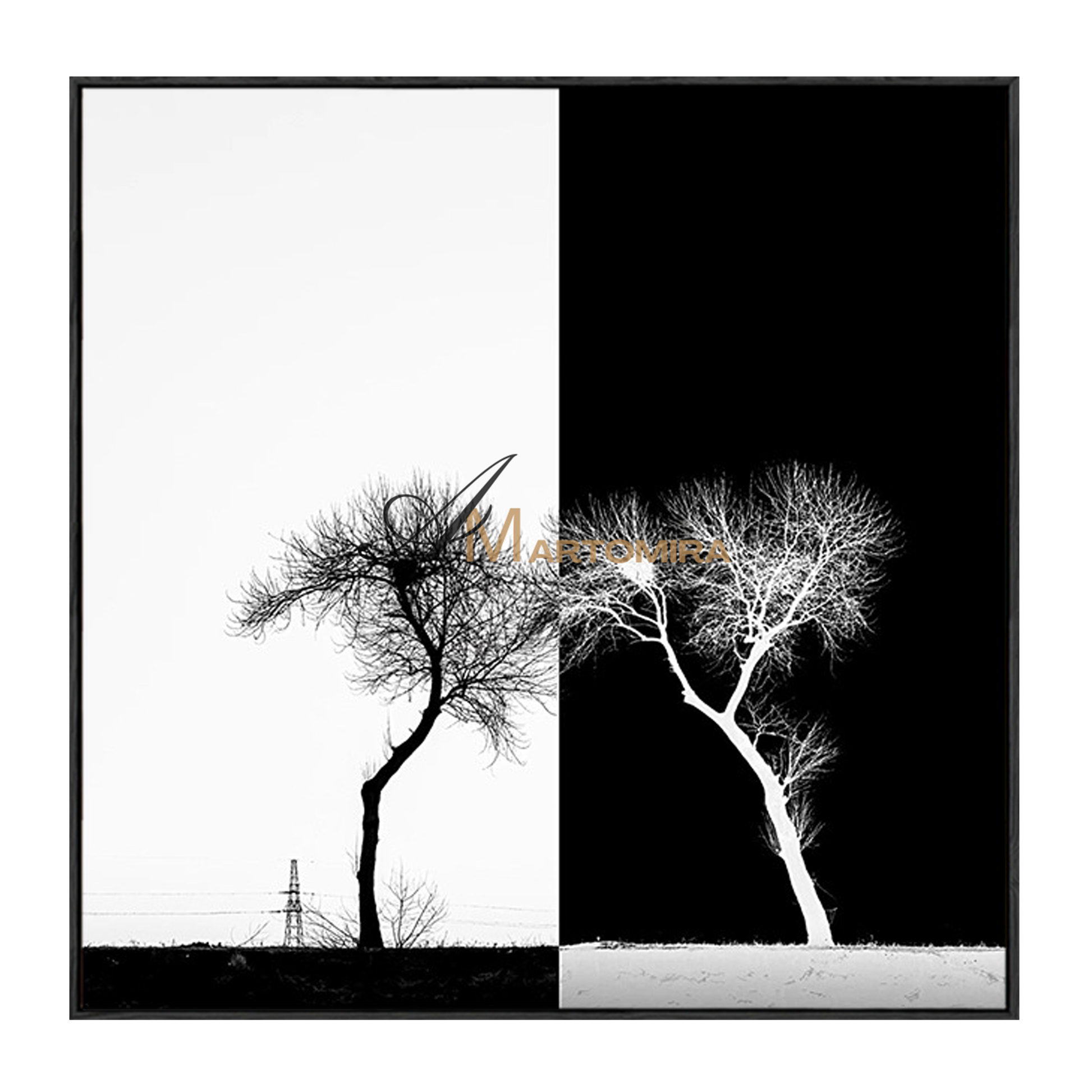 Painting The Tree | Black And White Wall Art | Large Minimalist Wall Art | Modern Art #MF127