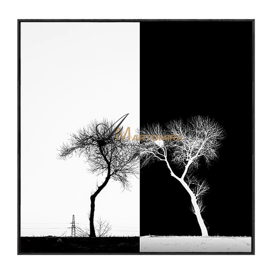 Painting The Tree | Black And White Wall Art | Large Minimalist Wall Art | Modern Art #MF127
