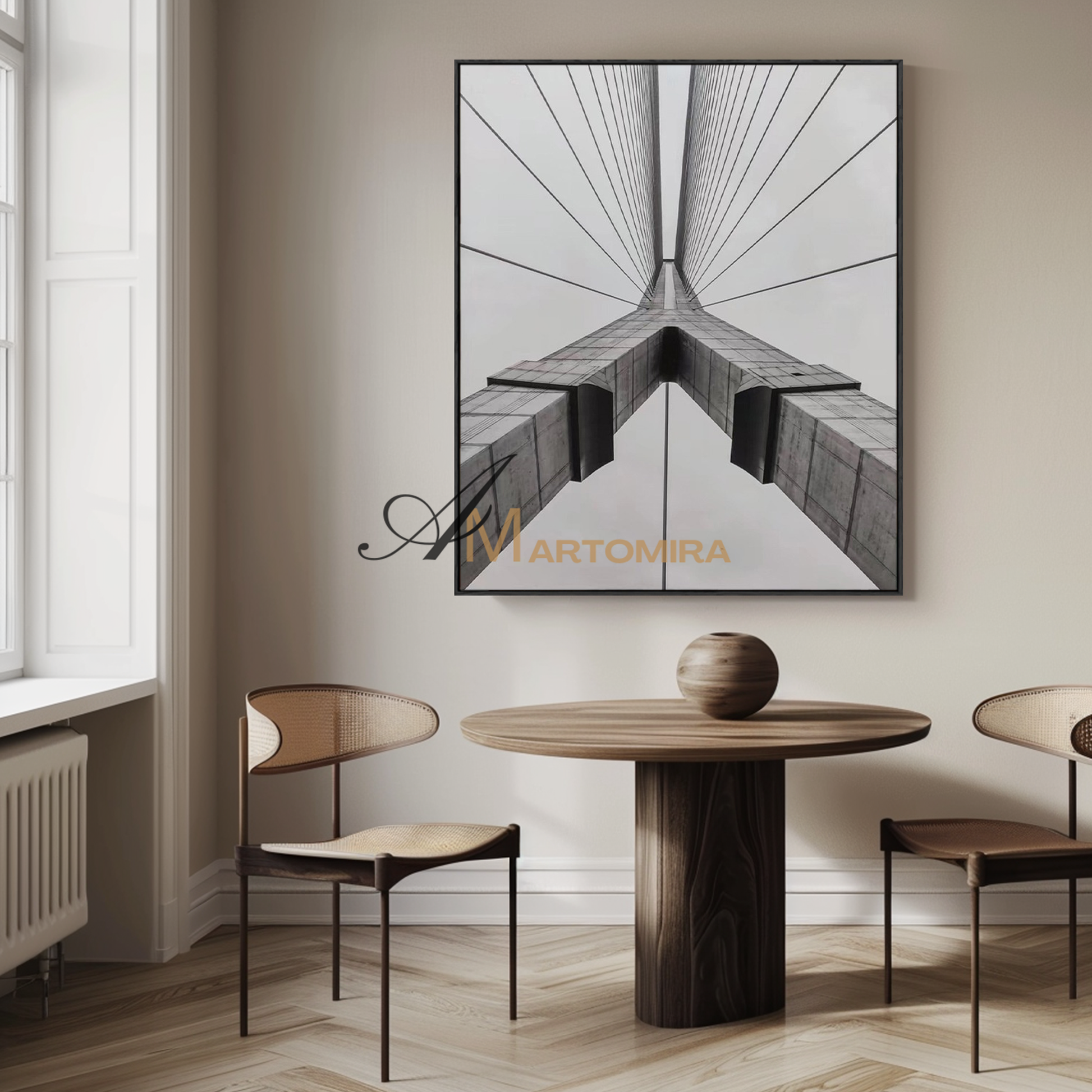 Abstract Wall Art | Bridge Painting | Minimalist Wall Art For Living Room | Black And White Art #MF140