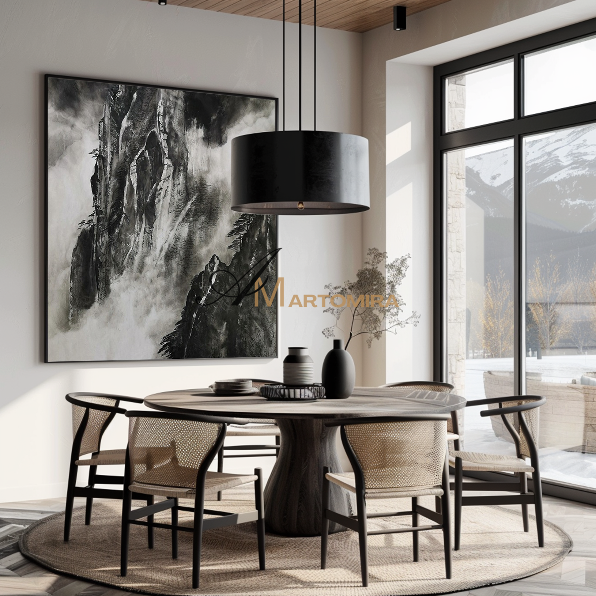 Landscape Wall Art | Mountain Landscape Art | Black And White Wall Art | Decorative Wall Art #MF119