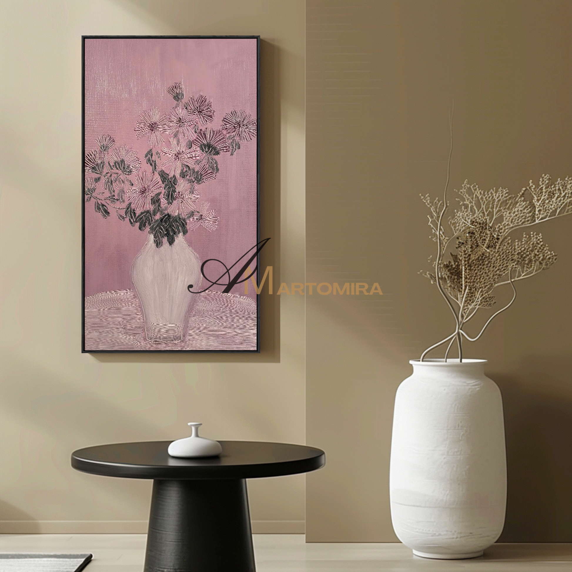 Acrylic Flower Painting | Pink Flower Painting | Floral Wall Art For Living Room #MF101
