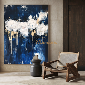 Flower Wall Art | Flower Abstract Painting | Black And White Wall Art | Abstract Painting For Living Room #CF114