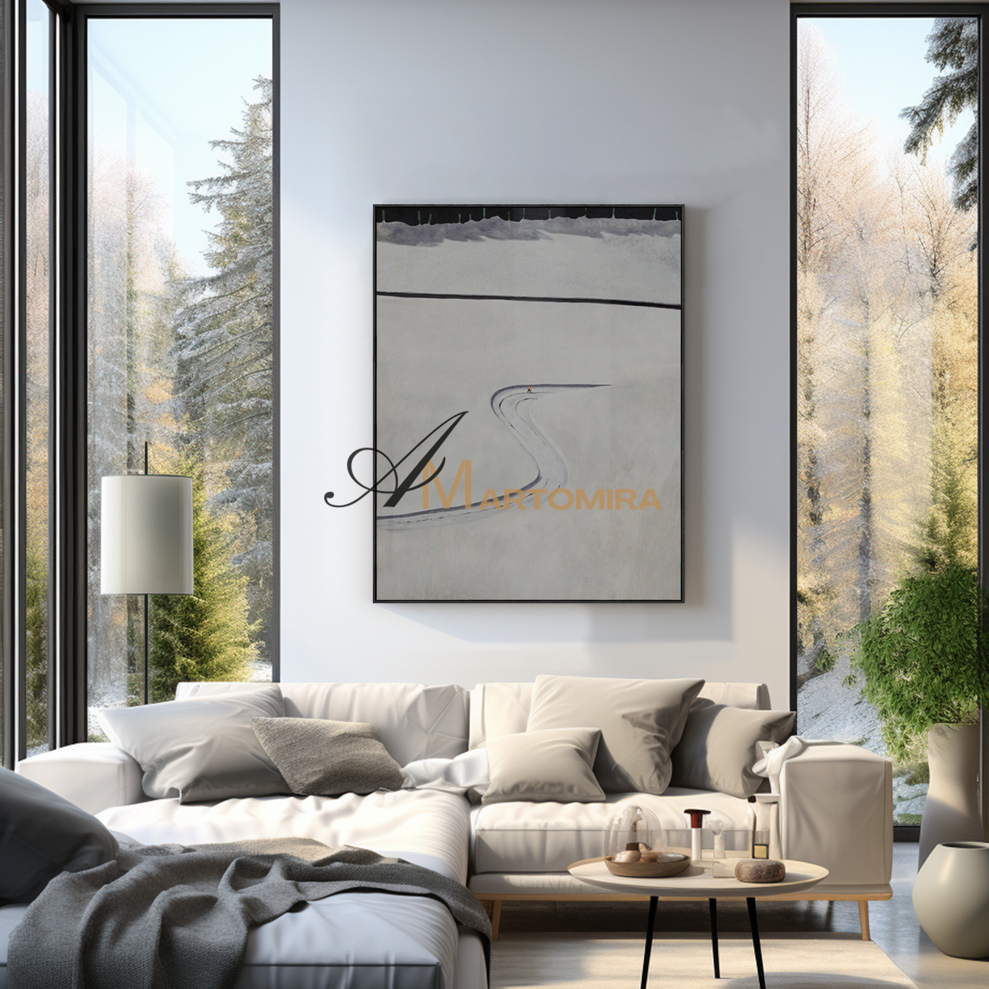 Minimalist Wall Art | Black And White Canvas Art | Abstract Art | Minimalist Wall Art For Living Room #MF105