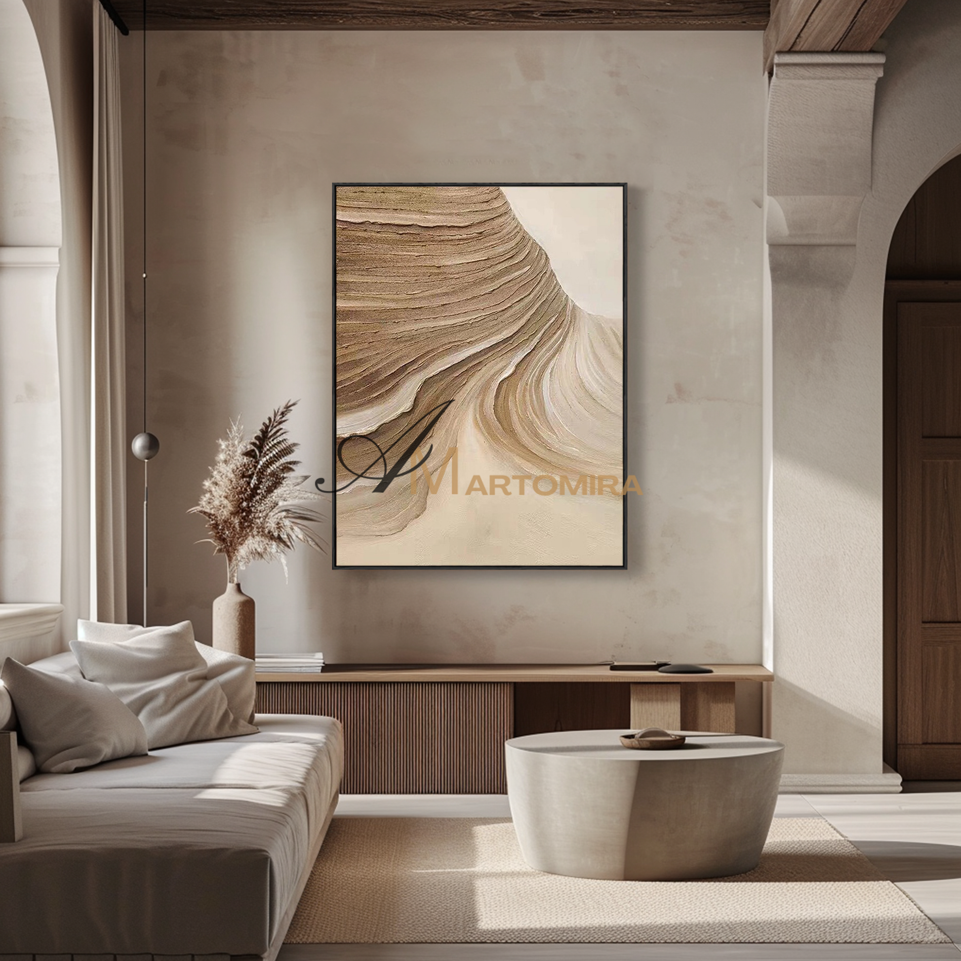 abstract landscape painting | beach landscape painting | brown abstract wall art #MF141