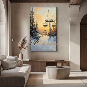 Landscape Art Paintings | Sunset Landscape Painting | Winter Scene Wall Art | Large Painting For Living Room #CL099