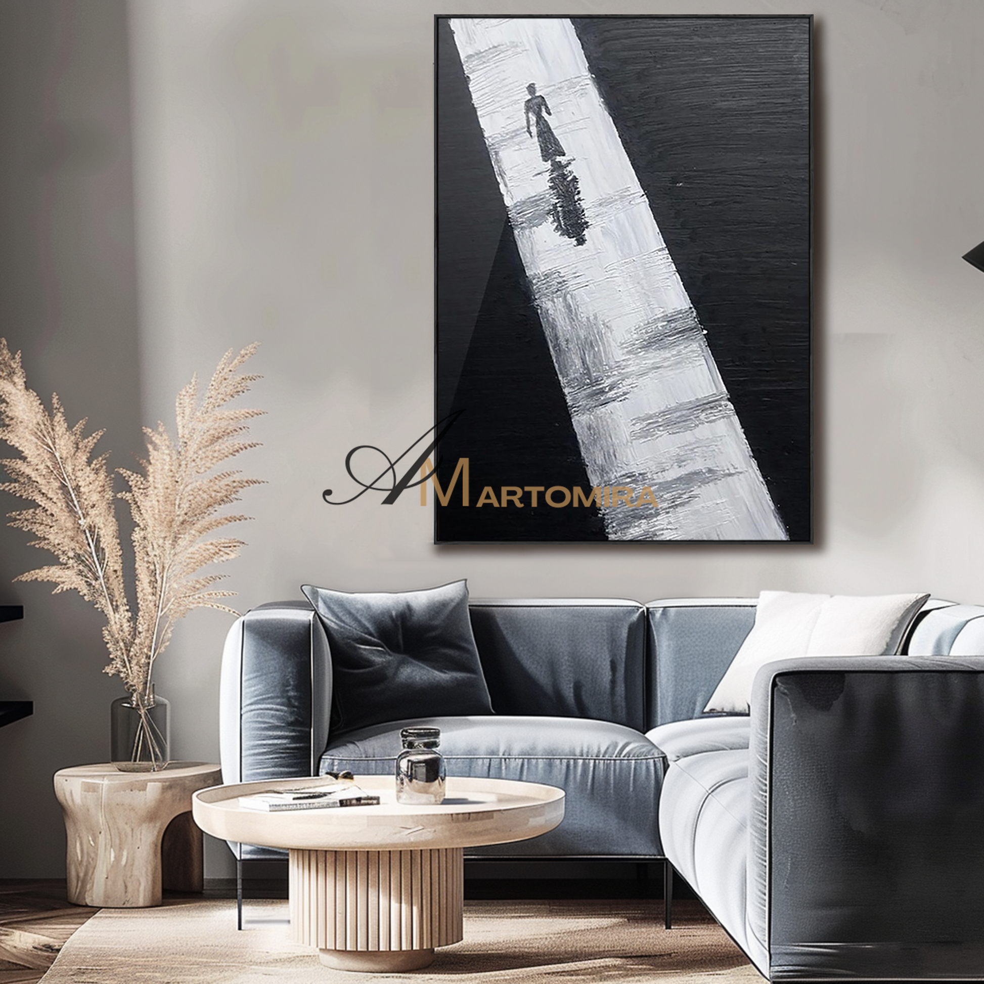 Abstract Wall Art | Contemporary Wall Decor | Black And White Abstract Painting | Minimalist Wall Art #MF126