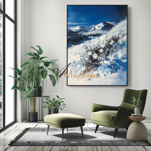 Acrylic Flower Painting | Snow Mountain Painting | Mountain Wall Art | Abstract Floral Wall Art #CF111