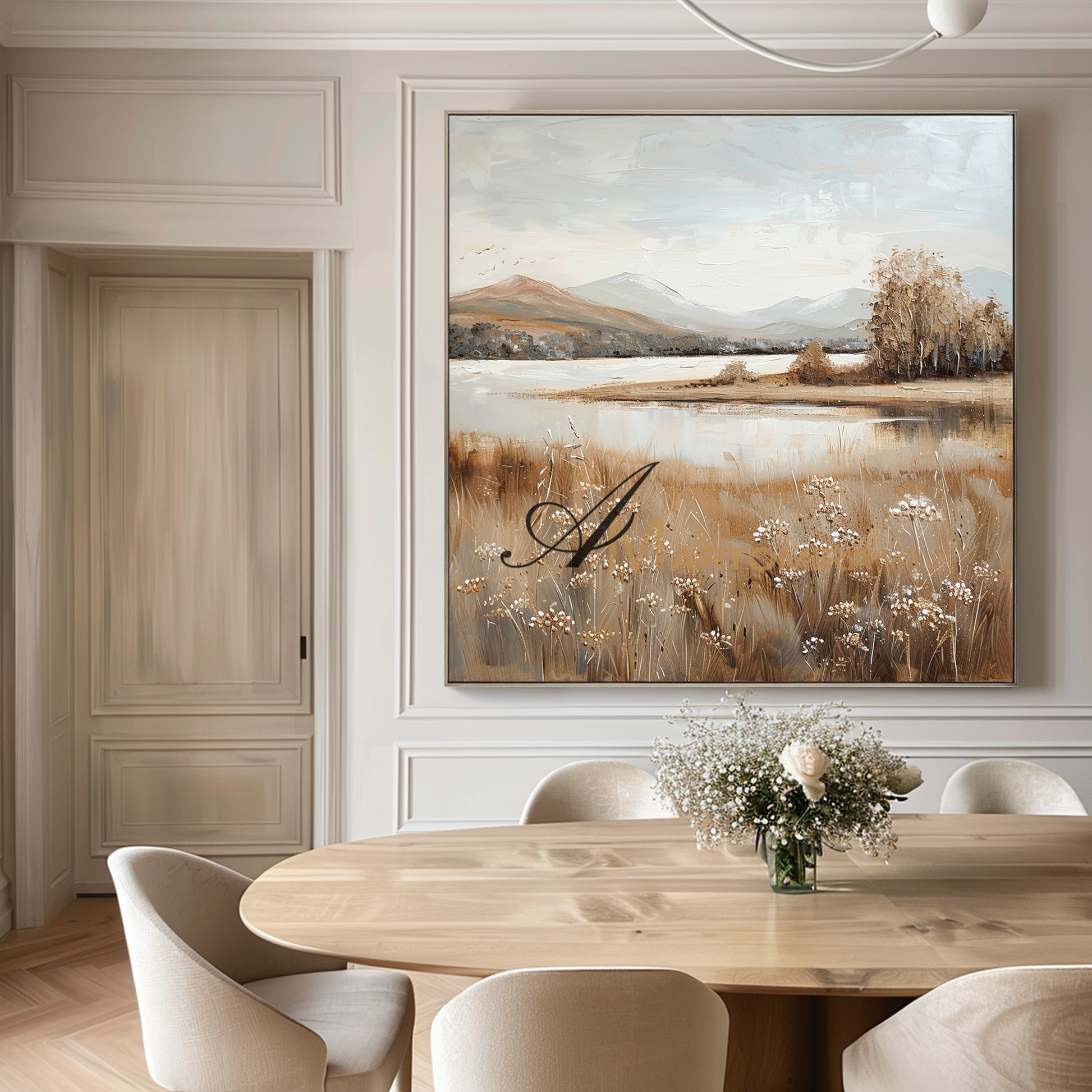Landscape Art Paintings | Autumn Landscape Art | Mountain Lake Wall Art | Landscape Wall Art For Living Room #CL101