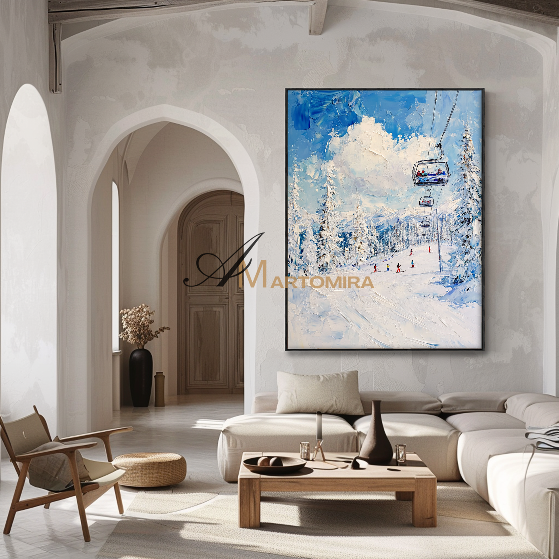 Landscape Wall Art | Winter Wall Art | Ski Painting | Snowy Landscape Art  #CL098