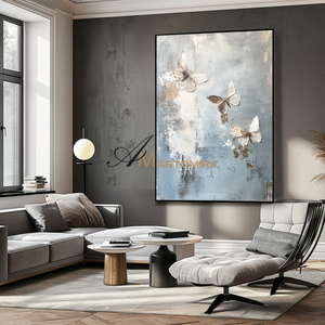 Butterfly Wall Art | Modern Abstract Wall Art | Blue And Gold Wall Art | Textured Canvas Art #CA089