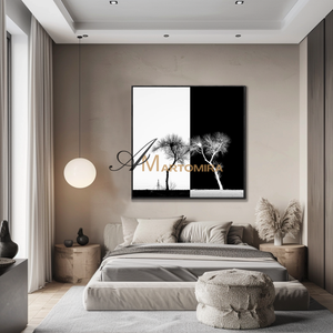 Painting The Tree | Black And White Wall Art | Large Minimalist Wall Art | Modern Art #MF127