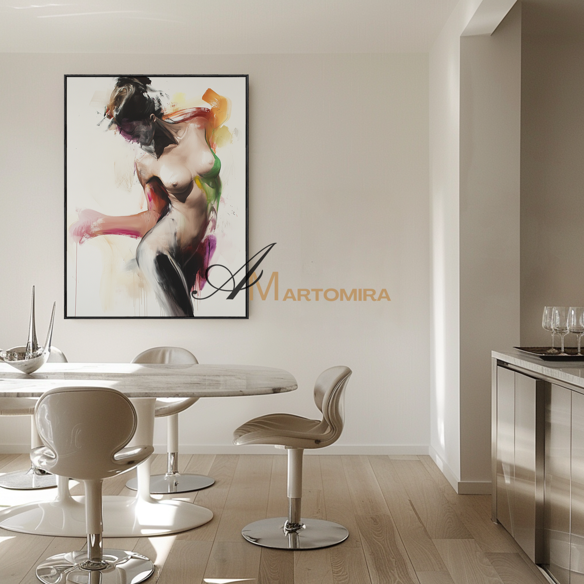 Colorful Abstract Painting | Women Body Painting | Nude Female Art | Large Abstract Canvas Wall Art #AP125