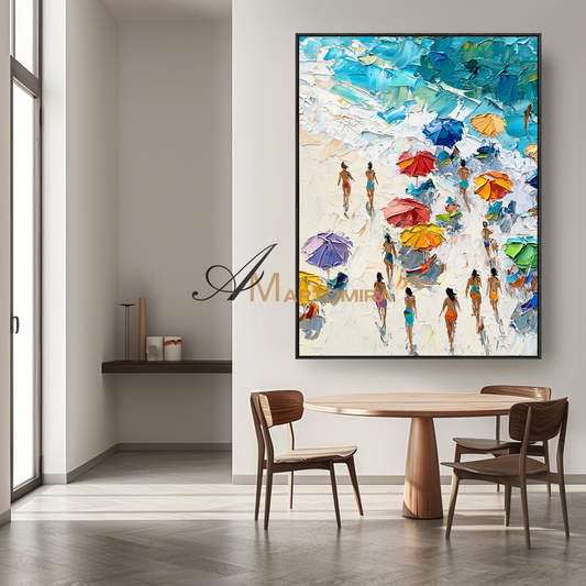Painting On The Beach | Ocean Wall Art | Beach Landscape Painting | Abstract Painting Of Beach #POS102