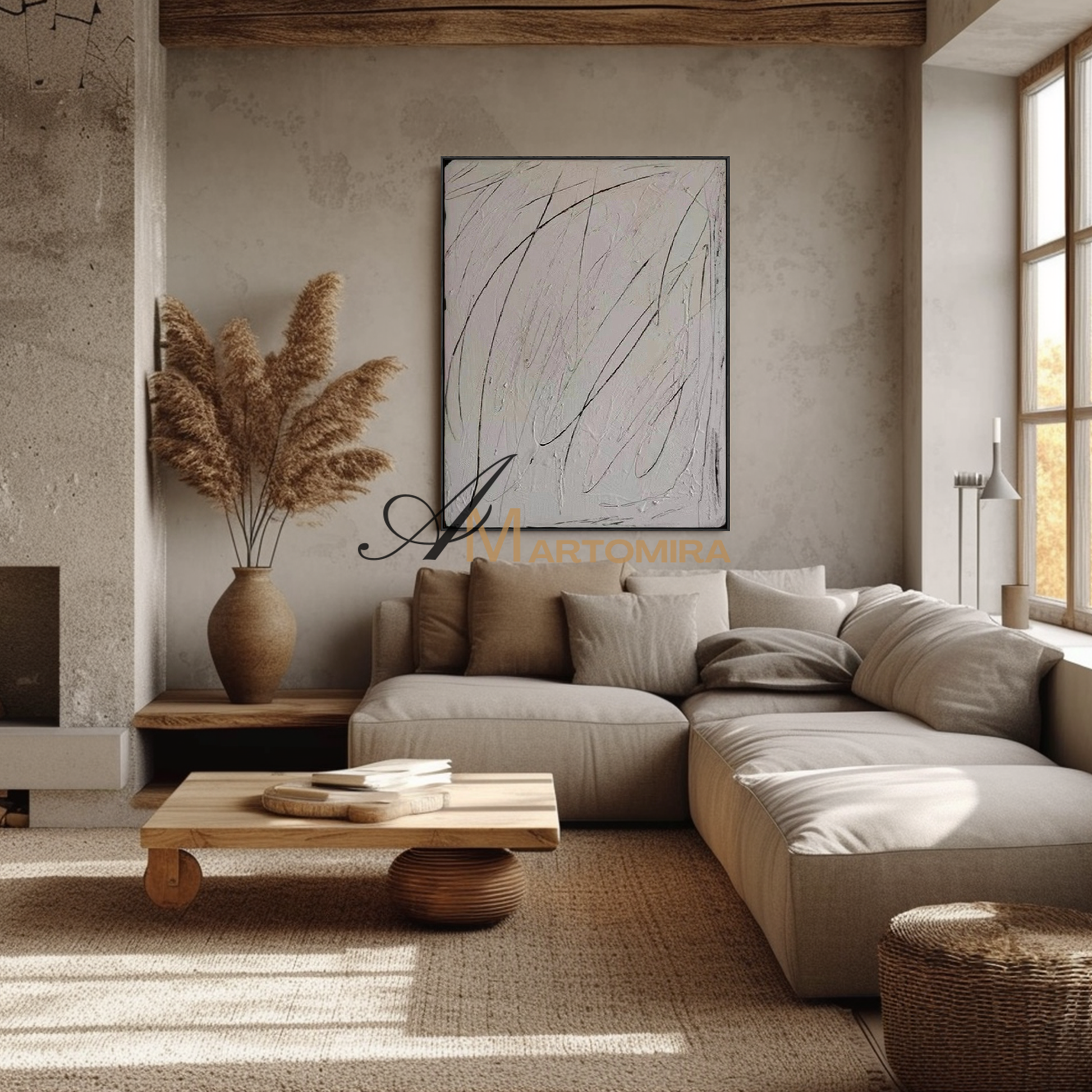 Wabi Sabi Wall Art | Beige Wall Art | Geometric Abstract Wall Art | Abstract Minimalist Wall Art #MF135