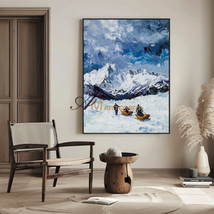 Snow Mountain Painting | Mountain Wall Art | Landscape Wall Art For Living Room | Contemporary Wall Decor #CL094
