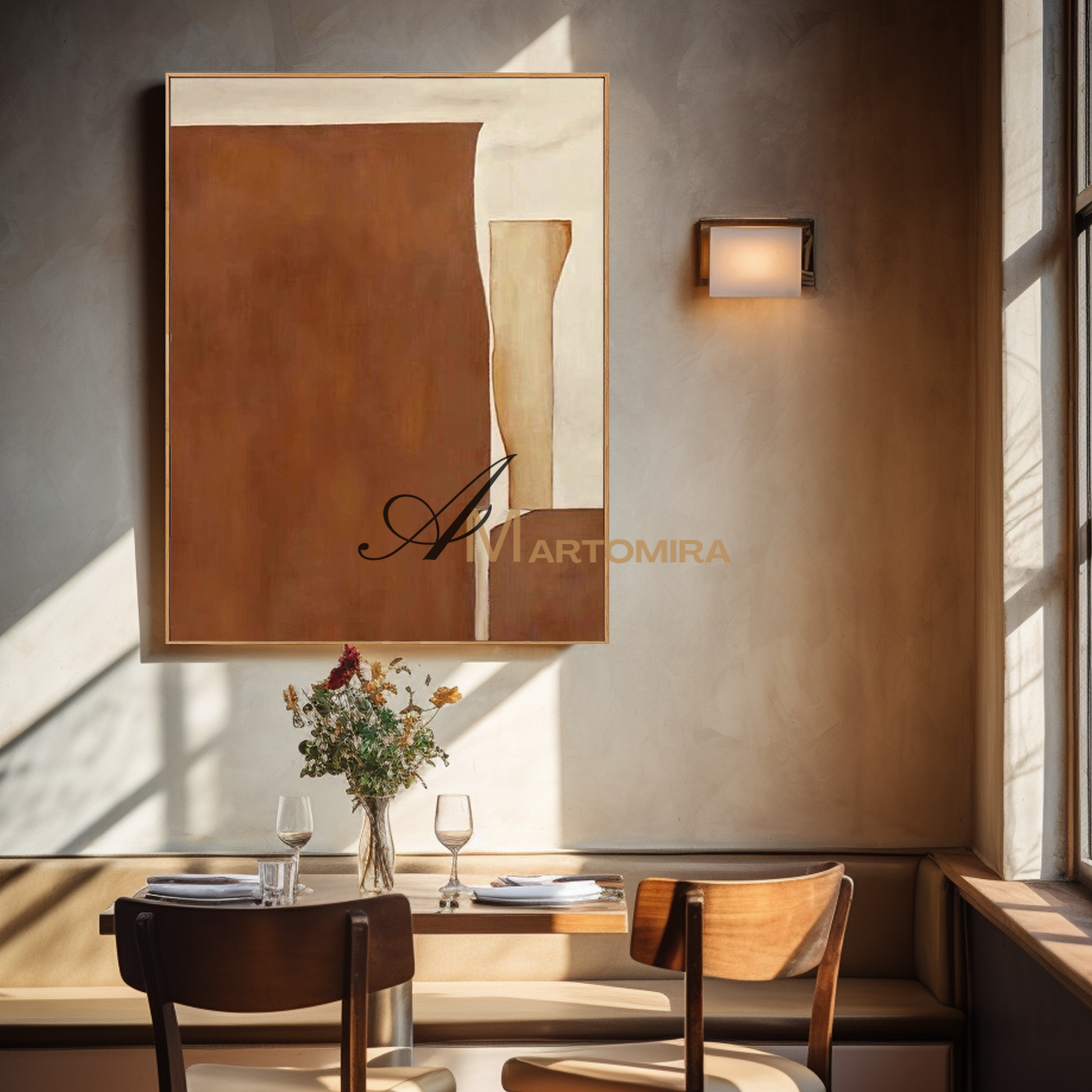 Minimalist Wall Art | Abstract Art Wall Decor | Wabi Sabi  Art | Brown And Beige Wall Art #MF111