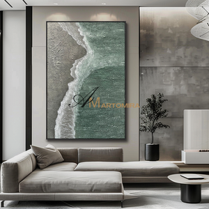 Beach Painting | Abstract Landscape Painting | Minimalist Abstract Beach Art | Green Wall Art #MF109
