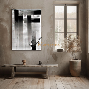 Large Abstract Wall Art | Black And White Abstract Wall Art | Minimalist Canvas Wall Art #MF124