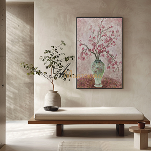 Abstract Floral Painting | Flowers In A Vase Painting | Pink Flower Painting | Canvas Wall Art #MF093